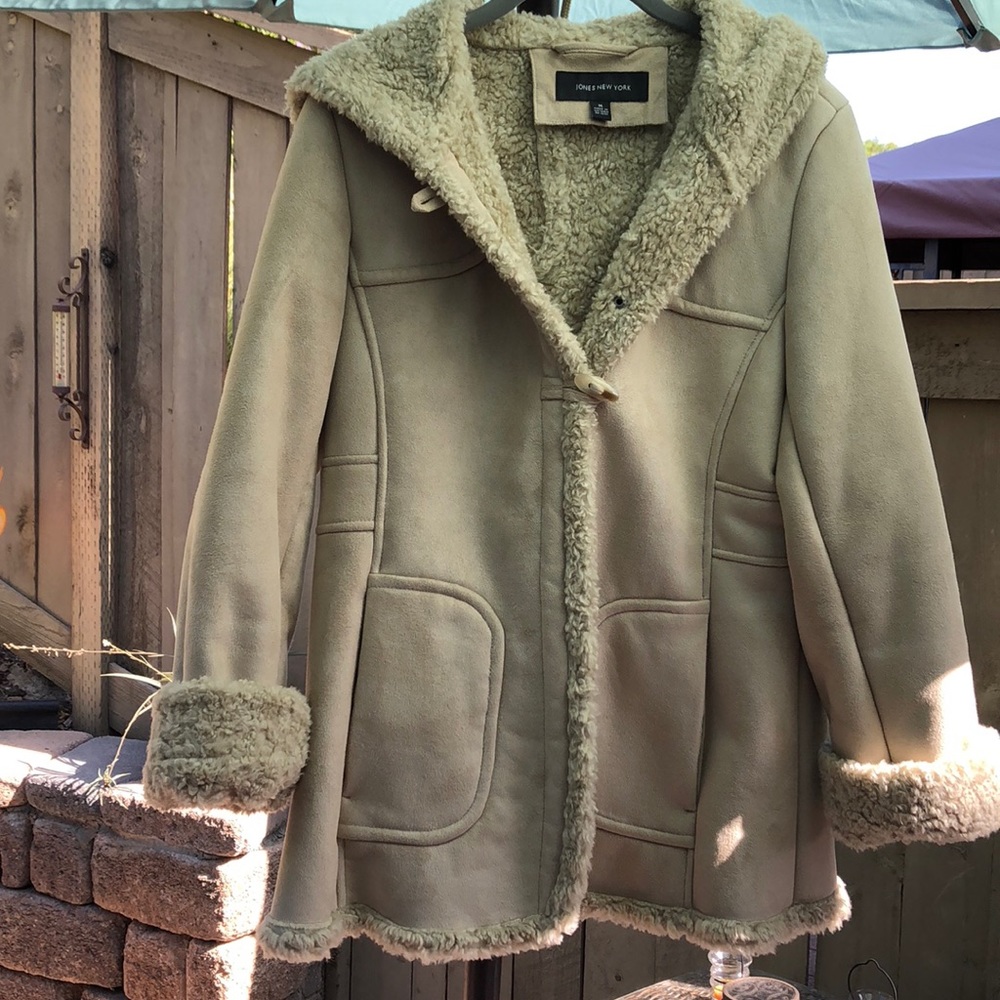 Jones New York Suede Coat/Sherpa Lined